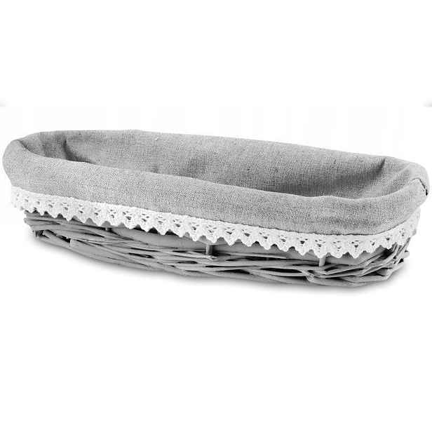 Affek Design HIWD1884 Proutěný košík na chléb, pečivo, příbor, šedý, 26x10x6cm