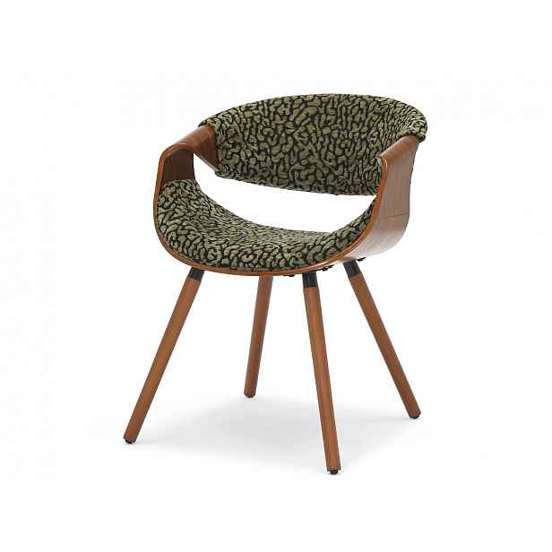 Designová jídelní židle SAROLTA - černá / zelená / ořech