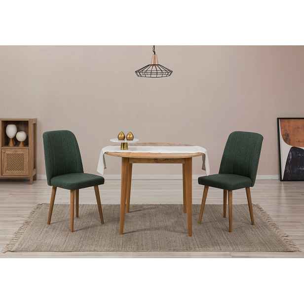 Jídelní set s rozkládacím stolem a židlemi (3 kusy) Vina 1070 - Atlantic Pine, Green