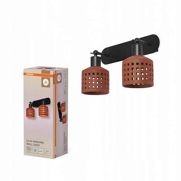 Nástěnné svítidlo Lampa Svítidlo 2x E27 Dekorativní Hnědá Dekorace Osram