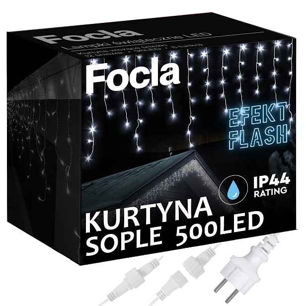 Venkovní Lampy Sople 500LED IP44 Stálé Světlo Flash Studené Bílé 19,5 m