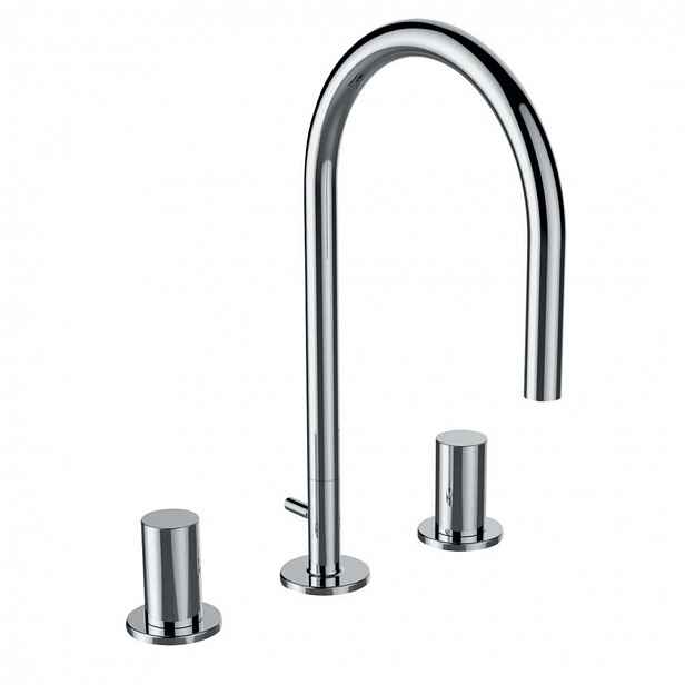 Laufen Kartell - Umyvadlová baterie s výpustí, 3-otvorová instalace, chrom H3123330042211