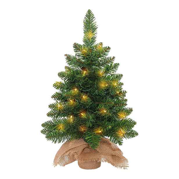 Umělý vánoční stromeček – malý vánoční stromek se světýlky, 60 cm, Led, vločkovaný na stůl
