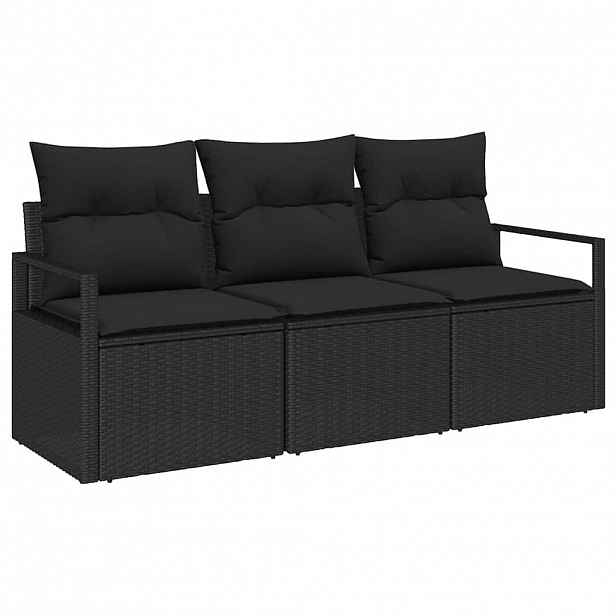 vidaXL Set pohovek 3 ks Černá polyratan