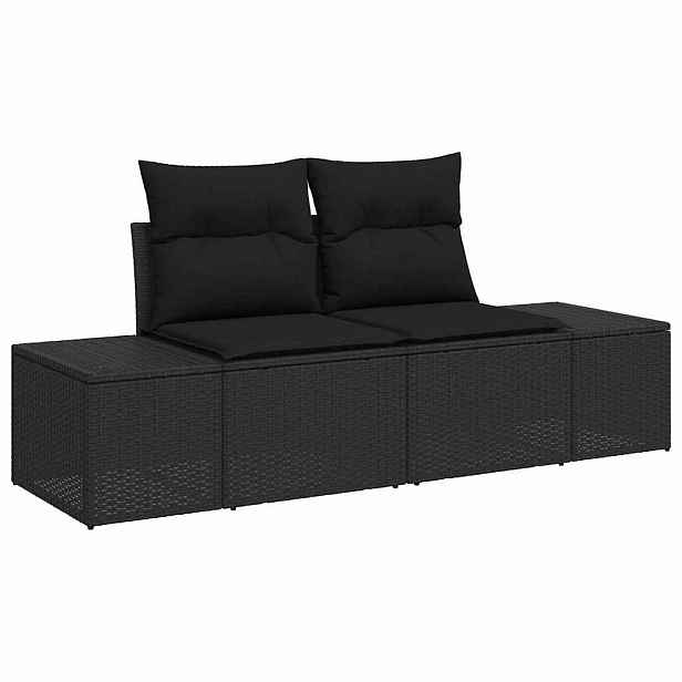 vidaXL Zahradní sofa s polštářem Černá 184 x 62 x 69 cm polyratan
