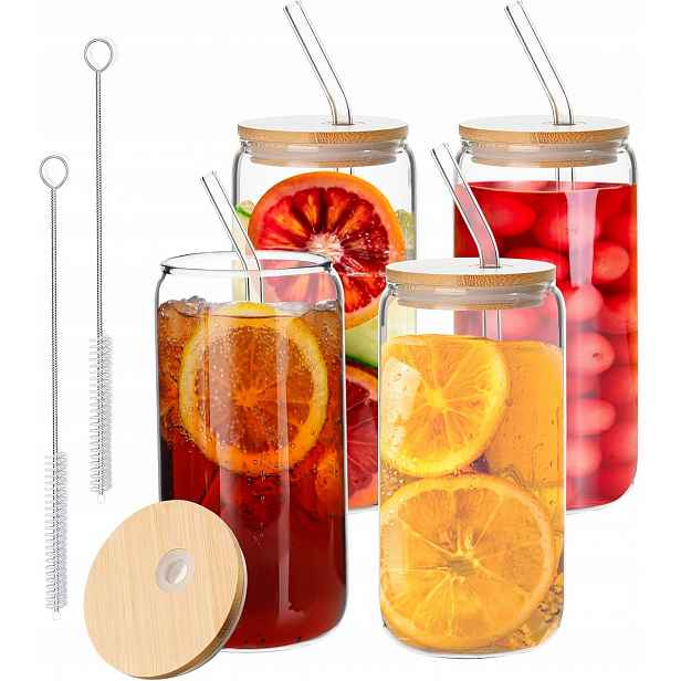 4X Hrnek Sklenice Sada Skleničky Hrnky Na Čaj Bubble Tea