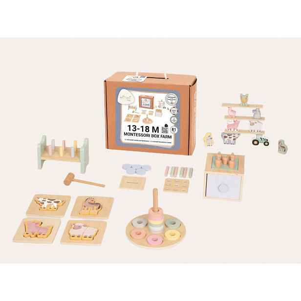eliNeli Sada montessori hraček pro děti od 1 roku (13–18 měsíců) Farma - edukativní box