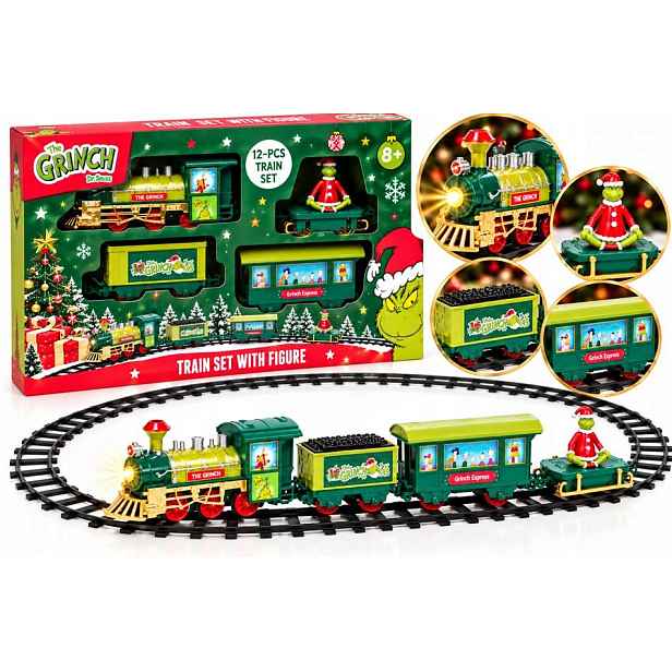 Vánoční Vlak Grinch 12 Dílů, Světlo, Zvuk, Vláčkodráha, Figurky