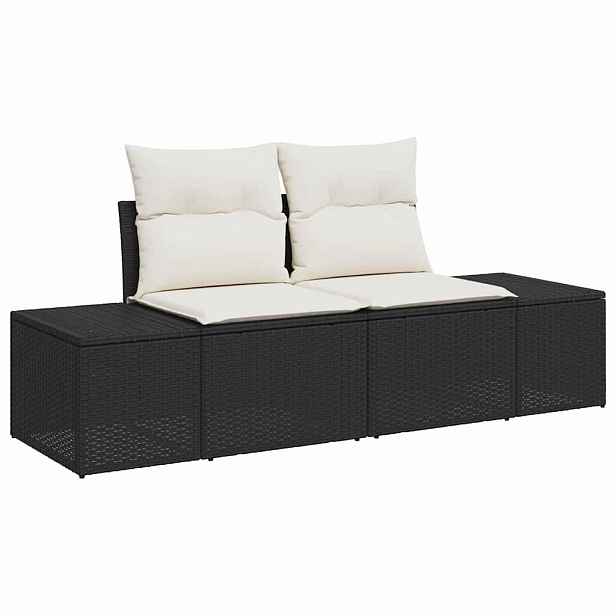 vidaXL Zahradní sofa s polštářem Černá 184 x 62 x 69 cm polyratan