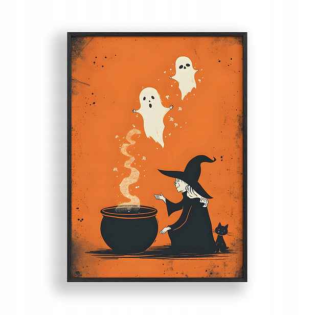 Halloweenský Plakát A3, černý dřevěný Rámeček , 30x42 cm