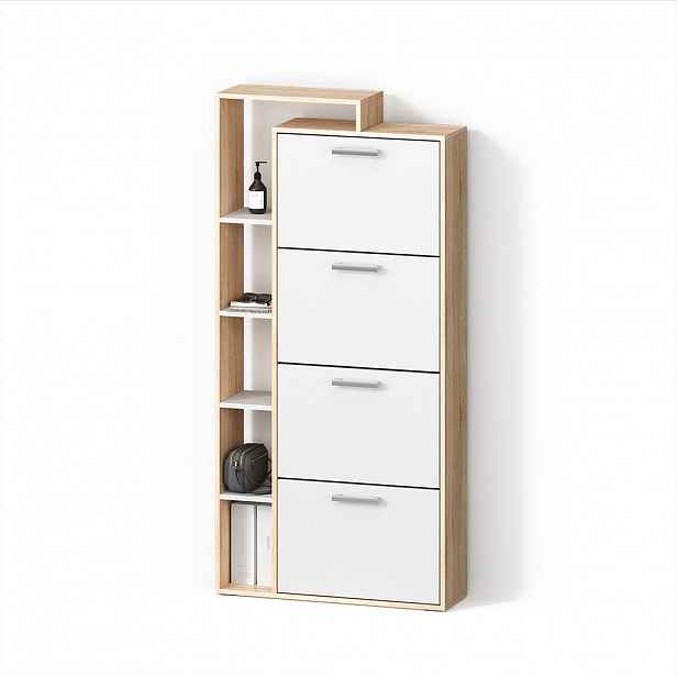 Livinity® BOTNÍK Ortello Bílá/Sonoma 80 x 166.1 cm se 4 přihrádkami