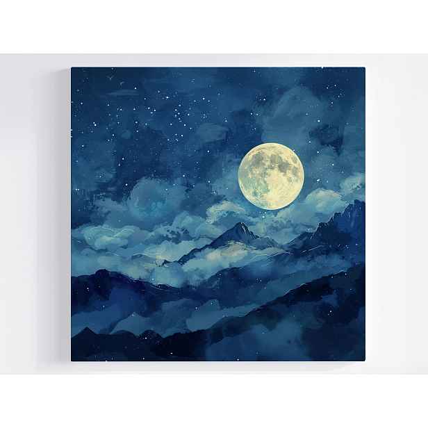 Obraz Na Plátně Canvas Měsíc Nad Horami Noční Krajina Hvězdy 50x50