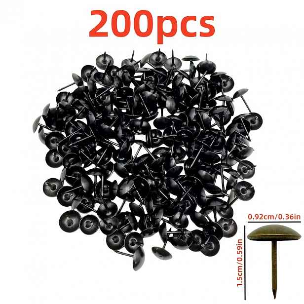 TEMU 200 ks Velké železné kolíčky 9,2 x 15 mm | Odolné kovové upevňovací prvky na nástěnku, kancelářské poznámky, domácí dekorace, školní tvoření |