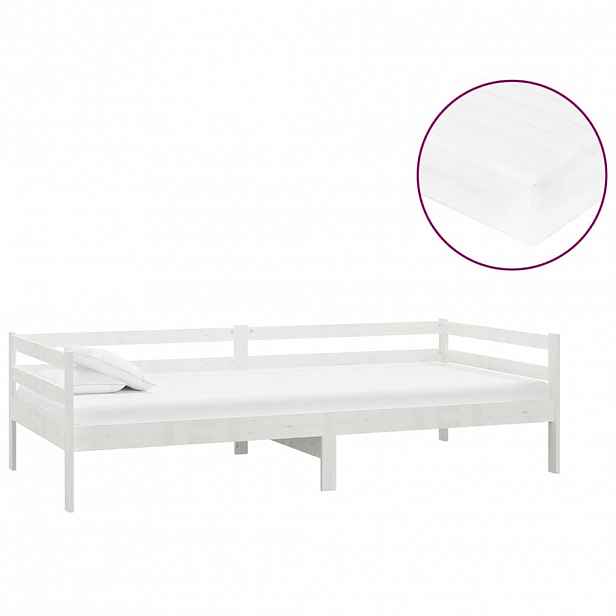 vidaXL Denní postel s matrací 90 x 200 cm bílá masivní borové dřevo