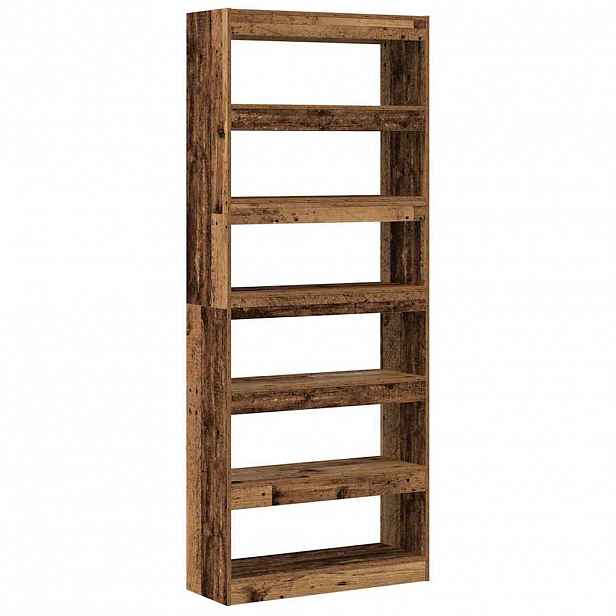 vidaXL Knihovna 6 úrovní 80 x 30 x 198 cm Kompozitní dřevo Staré dřevo