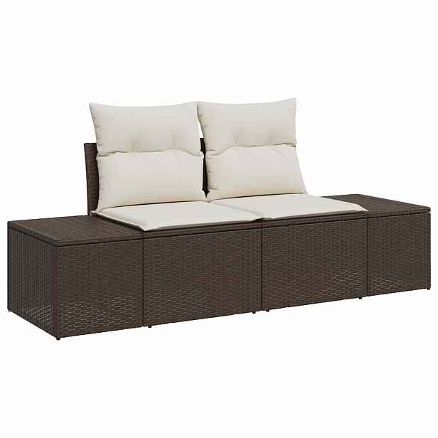 vidaXL Zahradní sofa s polštářem Hnědá 184 x 62 x 69 cm polyratan