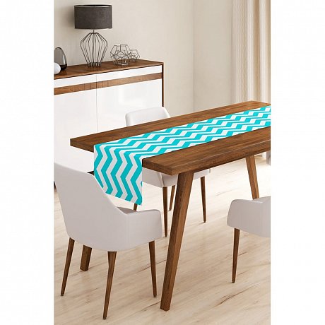Běhoun na stůl z mikrovlákna Minimalist Cushion Covers Blue Stripes, 45 x 145 cm