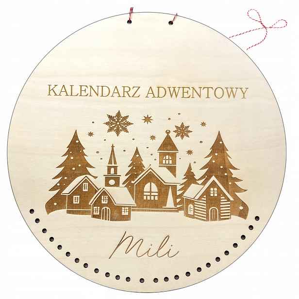 Dřevěný Adventní Kalendář Základna Tabulka S Gravírováním Jméno Dítěte 30 CM