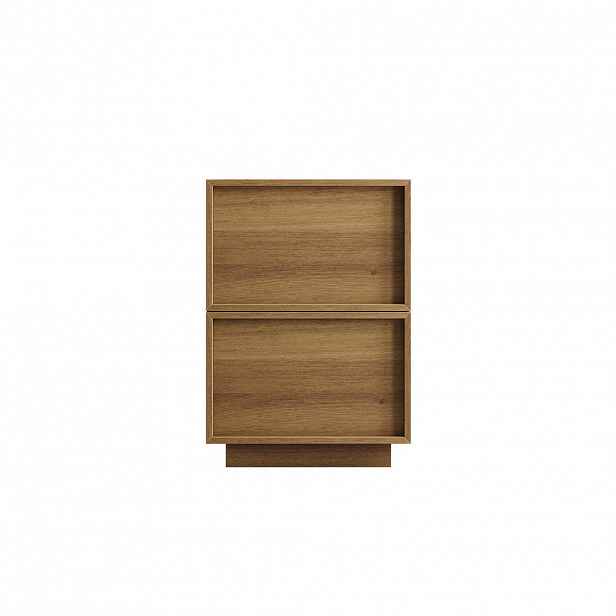 Modfu NOČNÍ stolek z MDF 38x48x55 cm dub se 2 bezúchytkovými zásuvkami a kovovými pojezdy