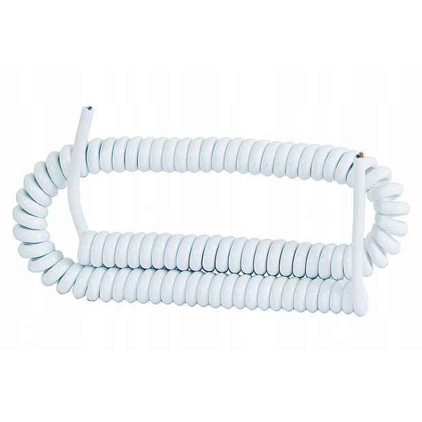Připojovací kabel Spirálový šňůra 4x1,00mm2 bílý, roztažitelný do 5 m