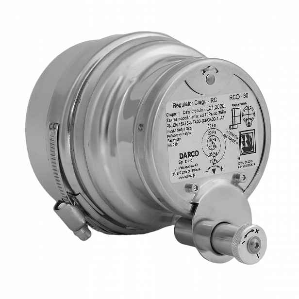 Regulátor stabilizátoru komínového tahu fi 100 Kulatý Darco Rco 80/100