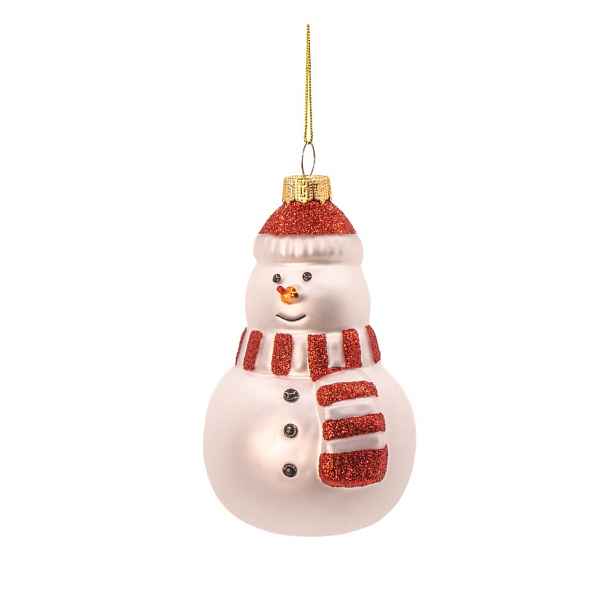 Skleněná ručně vyrobená vánoční ozdoba ø 7 cm Snowman – Sass & Belle