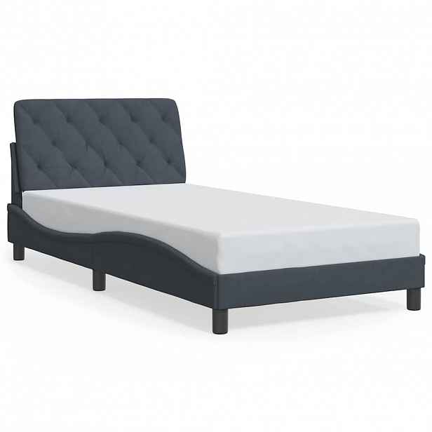 vidaXL Rám postele bez matrace tmavě šedá 100 x 200 cm samet