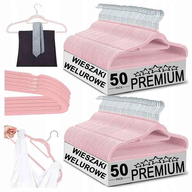 Velurové Věšáky Na Oblečení do skříně Samet Premium 100x Růžové