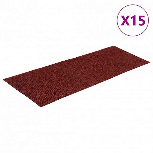 vidaXL Schodové rohože samolepicí 15 ks 60 x 25 cm bordó červená obdélníková