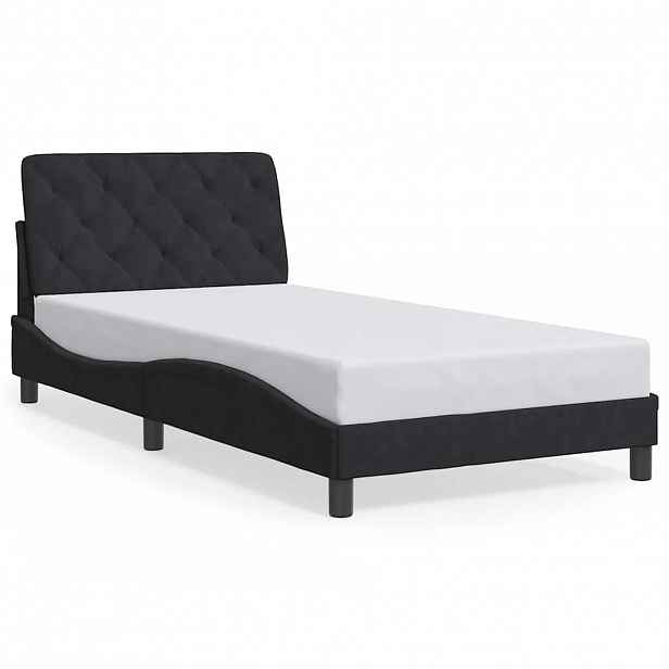 vidaXL Rám postele bez matrace černý 100 x 200 cm samet