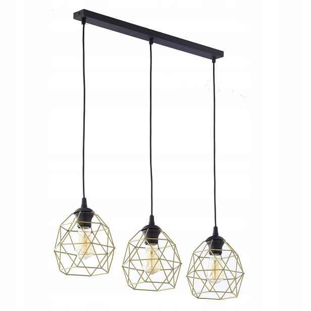 Závěsná Lampa Galaxy Barva Černá, Zlaté Klecové Stínítko 3459 Tk Lighting