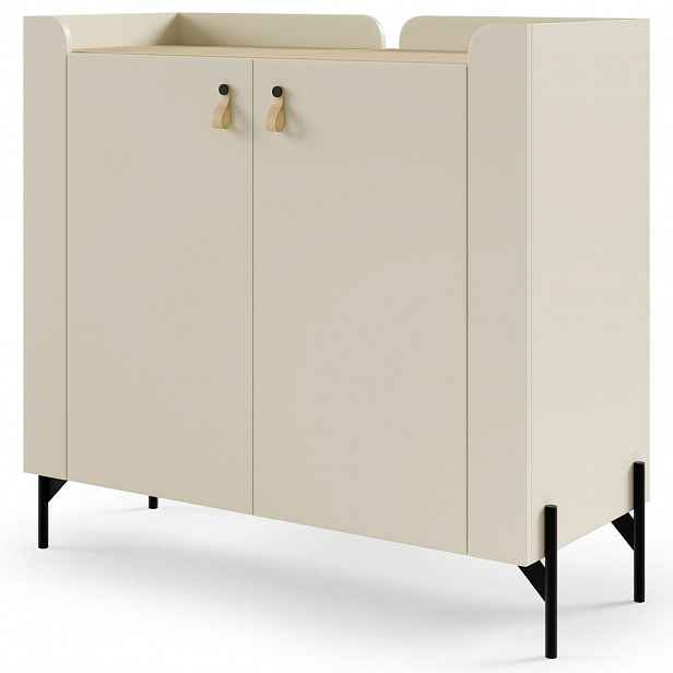 Beautysofa KOMODA Sorella se 2 dveřmi, 100 cm, do studentského pokoje, macadamia + dub Mavelie