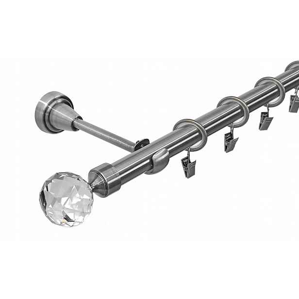 Garnýž Metal 19 mm jednoduchý Stříbrný Nikl 140 cm MIX Koncovek dle výběru