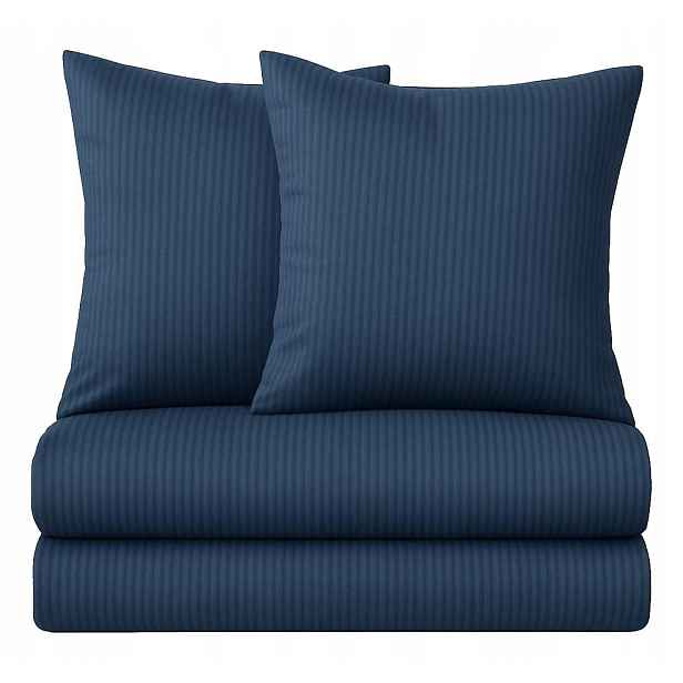 Povlečení 160x200 tmavě modré Denim pruhované damaškové 160x200 satén