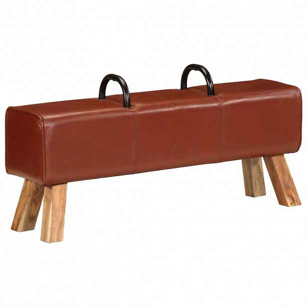 vidaXL Lavice gymnastický kůň hnědá 110 cm pravá kůže