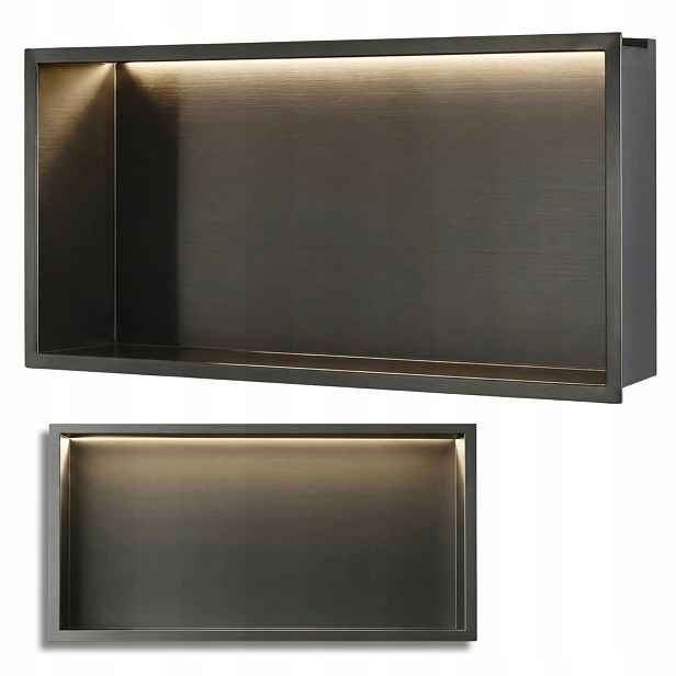 Led police Gun Metal Nerezová Ocel 60x30x10 cm Rea pro zabudování