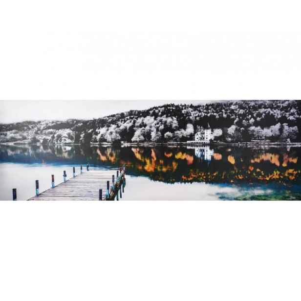 Obraz na plátně Krajina 150x50 cm, černobílá/barevná