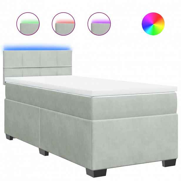 vidaXL Box spring postel s matrací světle šedá 100x200 cm samet