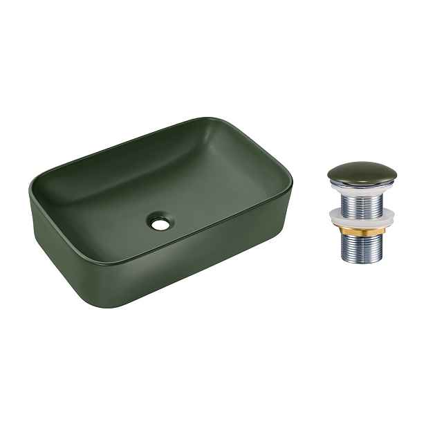 Comad Sada keramického umyvadla na desku a výpusti Kama 60 cm zelená