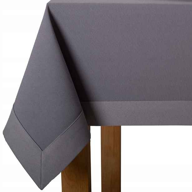 Elegantní tlustý ubrus s manžetou 5 cm Oboustranný Maxima Grafit 120 x 220 cm