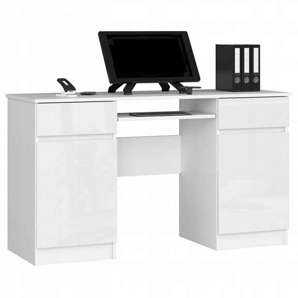 Stůl pod počítač notebook A5 bílý-bílý lesk 135cm Akd
