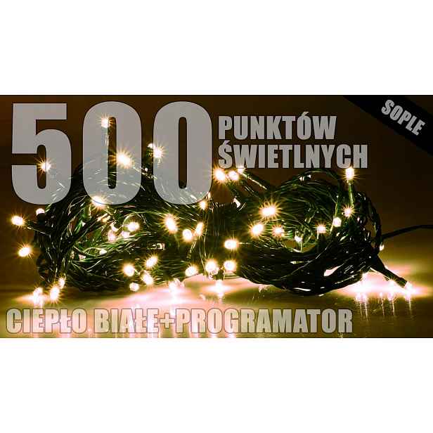 Vánoční osvětlení na stromeček rampouchy 500 lamp teplá bílá RumLuxLZS-ECO-LED