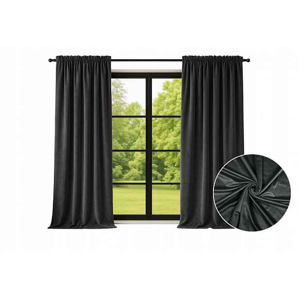 2x Tmavě šedý sametový Závěs 140x230 elegantní silný moderní měkký