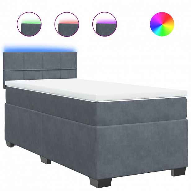 vidaXL Box spring postel s matrací tmavě šedá 100x200 cm samet