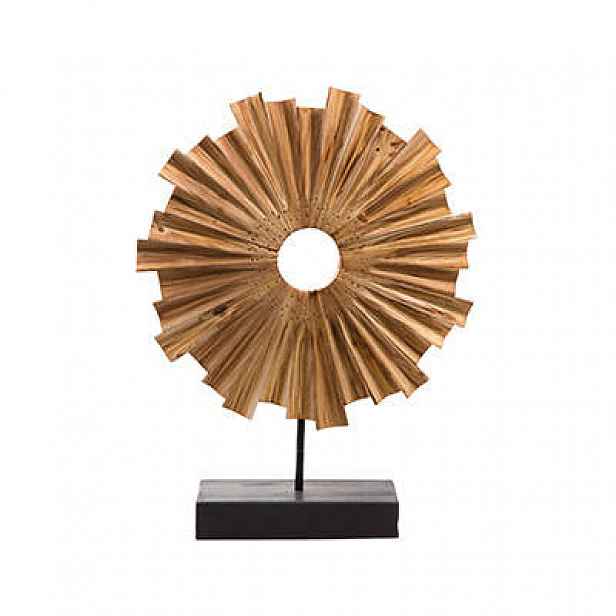 Dekorace/plastika větrník kruh dřevo/kov přírodní-černá 43cm