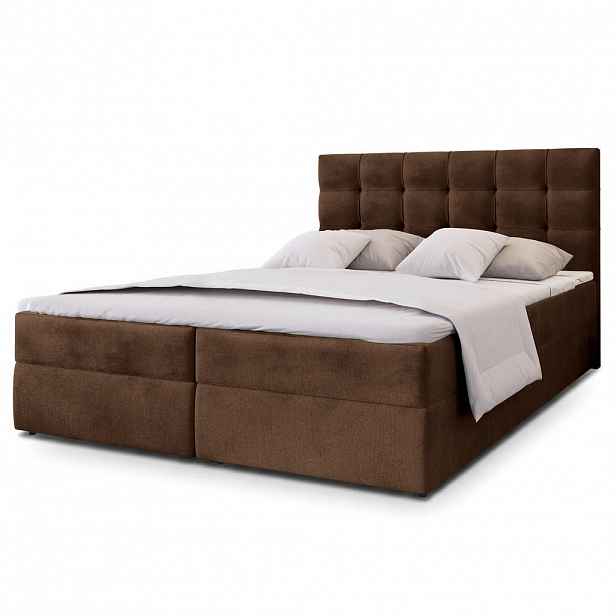 MASSENO AMERICKÁ POSTEL GLOS 160x200 cm, s matrací a úložným prostorem, hnědá
