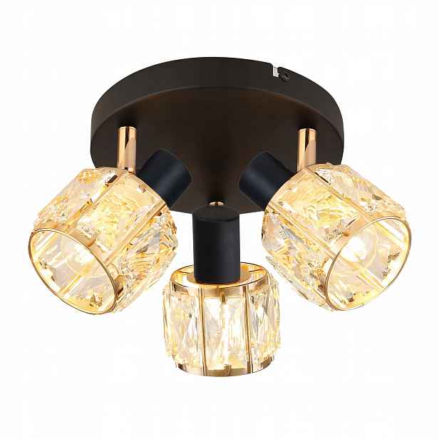 Stropní svítidlo stropní svítidlo černo zlatá s křišťálovými stínidly Dubai Candellux