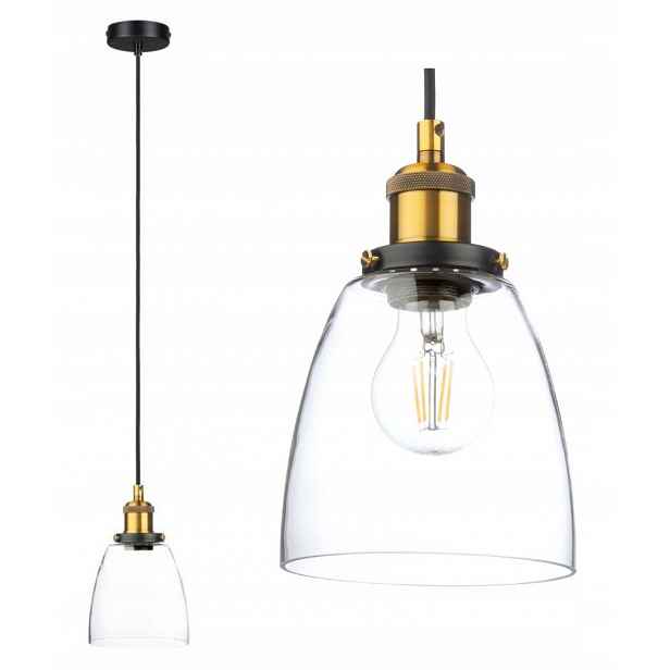 Závěsná skleněná lampa s kelímkem, průhledná, čirá