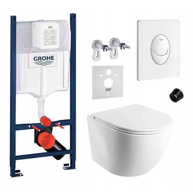 Sada Wc Stelaz Grohe Wc mísa Omnires Tlačítko Bílá