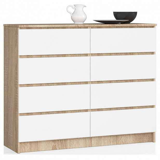 RAUMHIRSCH FURNITURE KOMODA dub Sonoma, bílá 99/120/40